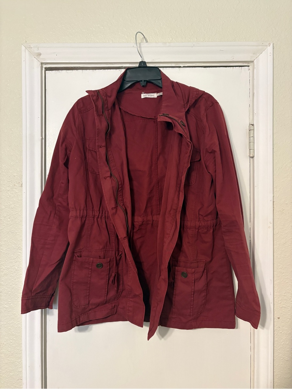 Blu Pepper Women's Utility Jacket in Burgundy